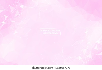 Geometric Pink Polygonal background molecule and communication. Connected lines with dots. Minimalism background. Concept of the science, chemistry, biology, medicine, technology.