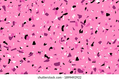 Geometric pink terrazzo seamless pattern. Abstract colourful modern background. Stone fashion design for web and print. Venetian tile, flooring home decor. Chaotic pastel texture.
