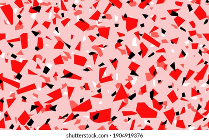 Patrón transparente de terrazo rosa geométrico. Resumen del colorido fondo moderno. Diseño de moda de piedra para web e impresión. Baldosas venecianas, suelo de decoración casera. Textura pastel caótica.