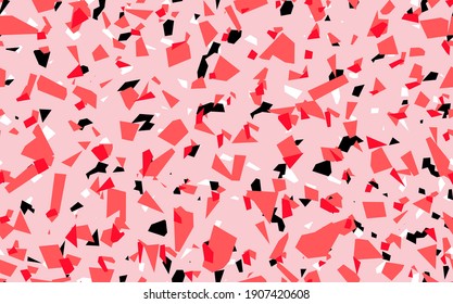 Patrón transparente de terrazo rosa geométrico. Resumen del colorido fondo moderno. Diseño de moda de piedra para web e impresión. Baldosas venecianas, suelo de decoración casera. Textura pastel caótica.
