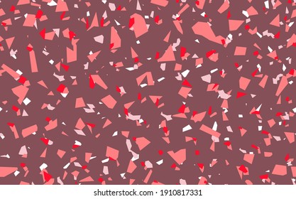 Geometric pink terrazzo seamless pattern. Abstract colourful modern background. Stone fashion design for web and print. Venetian tile, flooring home decor. Chaotic pastel texture.
