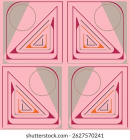 Geometric Pink Triangle Circle Pattern