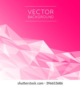 Geometric Pink and White Abstract Vector Background for Use in Design. Modern Polygon Texture with Text.