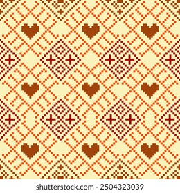 Geometric pixel art pattern. Abstract pixel art geometric pattern design for fabric, carpet, tile, clothing, embroidery,wallpaper, and background.