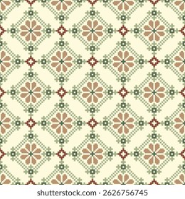 Padrão geométrico de pixel-art. Abstrato pixel art design de padrão geométrico para tecido, tapete, azulejo, roupas, bordados, agulha e fundo. Vetor pixel art sem costura motivo ameríndio