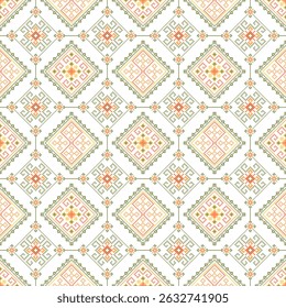 Geometric pixel art pattern. Abstract pixel art geometric pattern design for fabric, carpet, tile, clothing, embroidery, needlepoint and background. Vector pixel art seamless motif Native American 