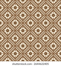 Padrão geométrico de pixel-art. Abstrato pixel arte geométrica padrão étnico design para tecido, tapete, azulejo, tapete, roupas, bordados, agulha e fundo. Vetor pixel art sem costura motivo étnico
