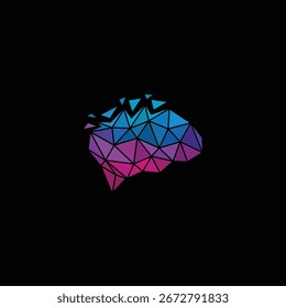 Geometric Pixel Brain Logo Design Vector Template