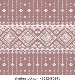 Geometric pixel ethnic pattern seamless oriental traditional design floral background wallpaper carpet clothing wrapping vector illustration texture fabric print