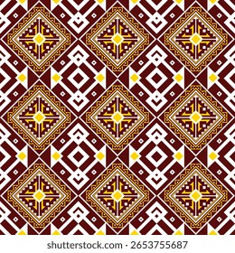 geometric pixel ethnic seamless pattern,design for fabric,textile,vector illustration,red background