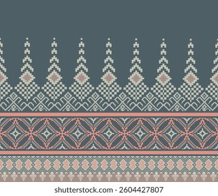 Geometric pixel fabric Ethnic pattern, Native American tribal fabric, tile, carpet, vector, illustration design