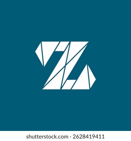 Geometric Pixel Low Poly Letter Z logo design vector template