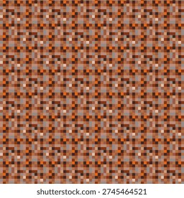 Geometric pixel mosaic in rust and clay tones for modern wallpaper, upholstery, and digital home decor.