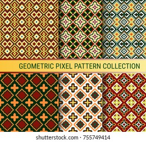 geometric pixel pattern collection. vector illustration