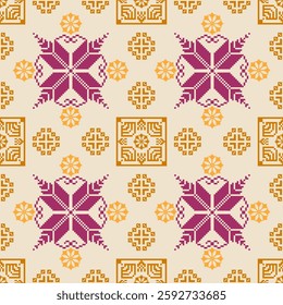 geometric pixel pattern Seamless tribal pattern Native American jewelry Southwestern ethnic decoration style geometric ornament Seamless vector pattern Mexican blankets, scarves, rugs, tiles
