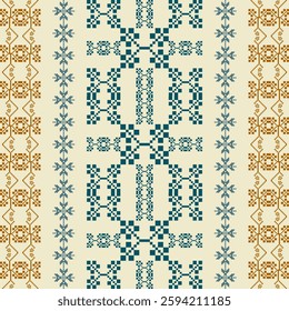geometric pixel pattern Seamless tribal pattern Native American jewelry Southwestern ethnic decoration style geometric ornament Seamless vector pattern Mexican blankets, scarves, rugs, tiles
