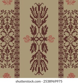 geometric pixel pattern Seamless vector pattern Mexican blankets, carpets, tiles