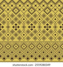 Geometric pixel pattern tribal ethnic fabric style. Abstract geometric ethnic seamless pattern. Geometric ethnic pattern design for clothing, textile, wrapping, background, wallpaper, carpet, embroide