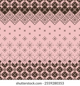 Geometric pixel pattern tribal ethnic fabric style. Abstract geometric ethnic seamless pattern. Geometric ethnic pattern design for clothing, textile, wrapping, background, wallpaper, carpet, embroide