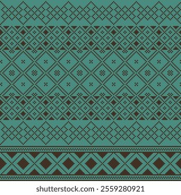 Geometric pixel pattern tribal ethnic fabric style. Abstract geometric ethnic seamless pattern. Geometric ethnic pattern design for clothing, textile, wrapping, background, wallpaper, carpet, embroide