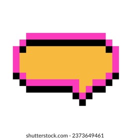  Geometric pixel retro texting dialogue boxes. Colored 90s game quote frame vector speech bubbles .