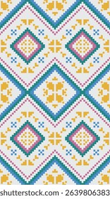 Geometric Pixel Seamless Design with a Fusion of Modern Minimalist Aesthetic and Retro Digital Charm Perfect for Fabric Print Design and Surface Patterns