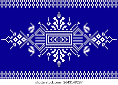 It is a geometric and pixel style fabric pattern image.