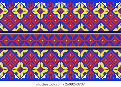 Geometric pixelated Arabic patterns on the fabric reflect the ornate and ethnicity,grid floral,grid colourful, backgrounds, vintage grid design for carpet,textile,textured,wallpaper,print,decorate