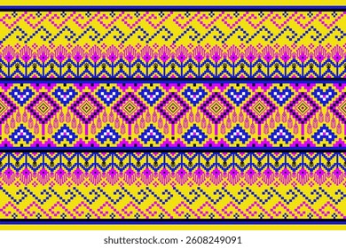 Geometric pixelated Arabic patterns on the fabric reflect the ornate and ethnicity,grid floral,grid colourful, backgrounds, vintage grid design for carpet,textile,textured,wallpaper,print,decorate