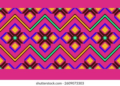 Geometric pixelated Arabic patterns on the fabric reflect the ornate and ethnicity,grid floral,grid colourful, backgrounds, vintage grid design for carpet,textile,textured,wallpaper,print,decorate