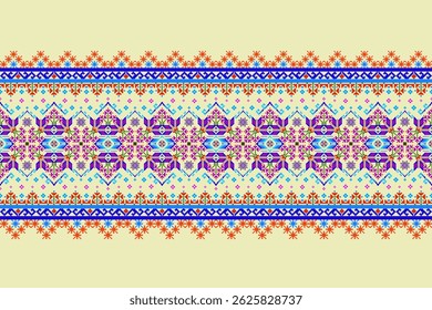 Padrões árabes pixelados geométricos no tecido refletem o ornamentado e etnia, grade floral, grade colorido, fundos, design de grade sem costura para tapete, têxtil, texturizado, papel de parede, imprimir, decorar