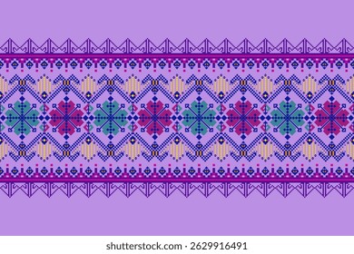 Padrões árabes pixelados geométricos no tecido refletem o ornamentado e etnia, grade floral, grade colorido, fundos, design de grade sem costura para tapete, têxtil, texturizado, papel de parede, imprimir, decorar