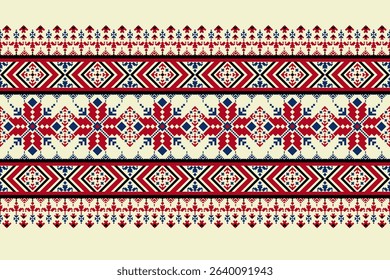 Geometric pixelated Arabic patterns on the fabric reflect the ornate and ethnicity,grid floral,grid colourful, backgrounds, seamless grid design for carpet,textile,textured,wallpaper,print,decorate