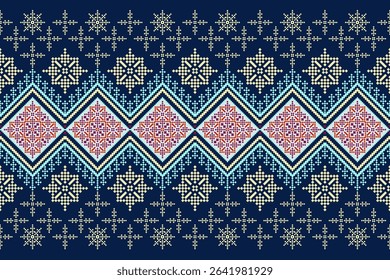 Geometric pixelated Arabic patterns on the fabric reflect the ornate and ethnicity,grid floral,grid colourful, backgrounds, seamless grid design for carpet,textile,textured,wallpaper,print,decorate