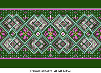 Padrões árabes pixelados geométricos no tecido refletem o ornamentado e etnia, grade floral, grade colorido, fundos, design de grade sem costura para tapete, têxtil, texturizado, papel de parede, imprimir, decorar