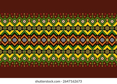 Padrões árabes pixelados geométricos no tecido refletem o ornamentado e etnia, grade floral, grade colorido, fundos, design de grade sem costura para tapete, têxtil, texturizado, papel de parede, imprimir, decorar