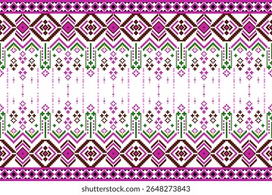 Padrões árabes pixelados geométricos no tecido refletem o ornamentado e etnia, grade floral, grade colorido, fundos, design de grade sem costura para tapete, têxtil, texturizado, papel de parede, imprimir, decorar