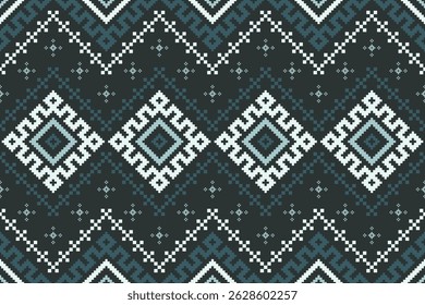 Geometric Pixelated Ethnic Textile Pattern