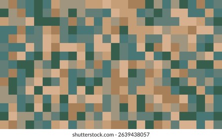 Geometric pixelated mosaic background in shades of beige, green, and blue offering a blend of retro digital aesthetics and modern abstract art suitable for versatile design projects