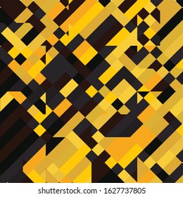 Geometric Pixelated Mosaic Pattern with Square Fragments
