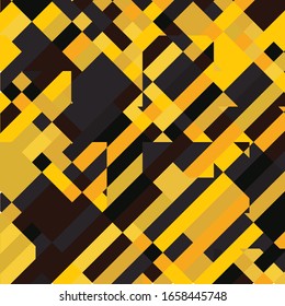 Geometric Pixelated Mosaic Pattern with Square Fragments