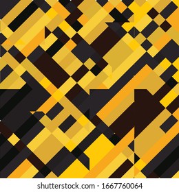 Geometric Pixelated Mosaic Pattern with Square Fragments