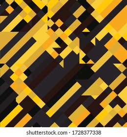 Geometric Pixelated Mosaic Pattern with Square Fragments