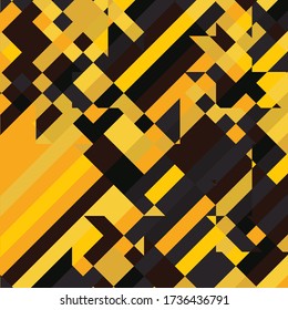 Geometric Pixelated Mosaic Pattern with Square Fragments