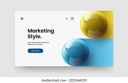 Geometric placard design vector layout. Isolated 3D balls magazine cover template.