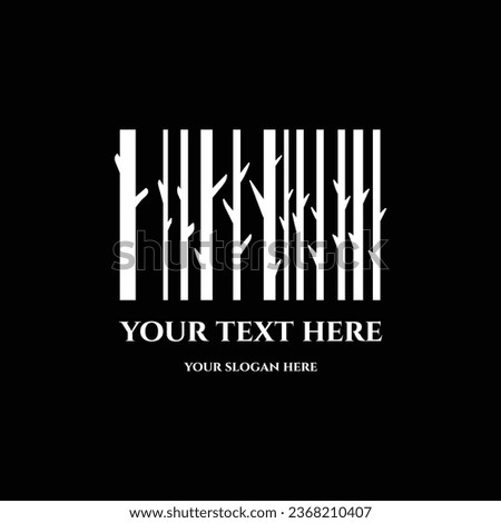 Geometric Plant Tree Forest Trunk Barcodes Logo Symbol Illustration Vector