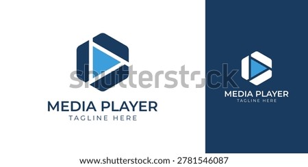 Geometric Play Button Symbol for Media Player Application Logo Template