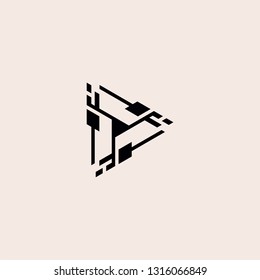 geometric play logo digital technology vector icon