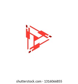 geometric play logo digital technology vector icon