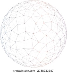 Geometric plexus globe with dots and connections forming spherical mesh isolated on transparent background science and data visualization